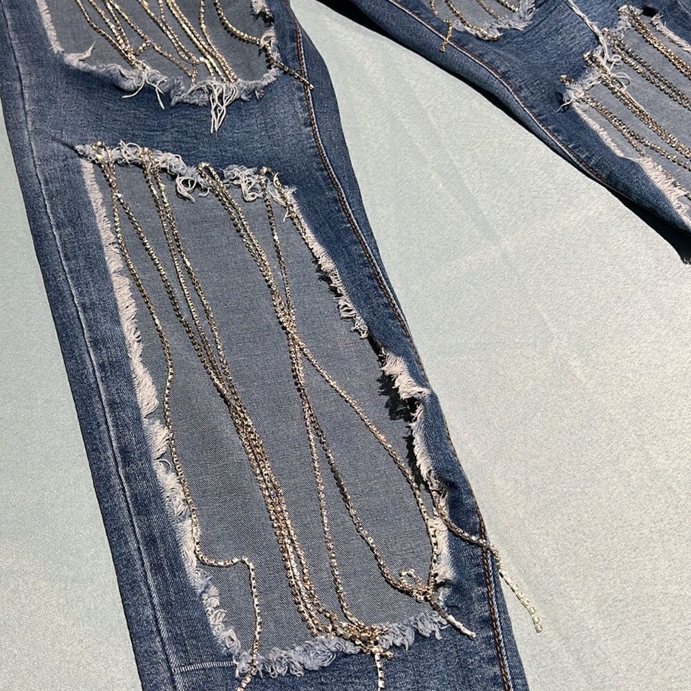 Fashion nova diamond tears‎ midrise skinny jeans Size M D40 - Picture 7 of 10